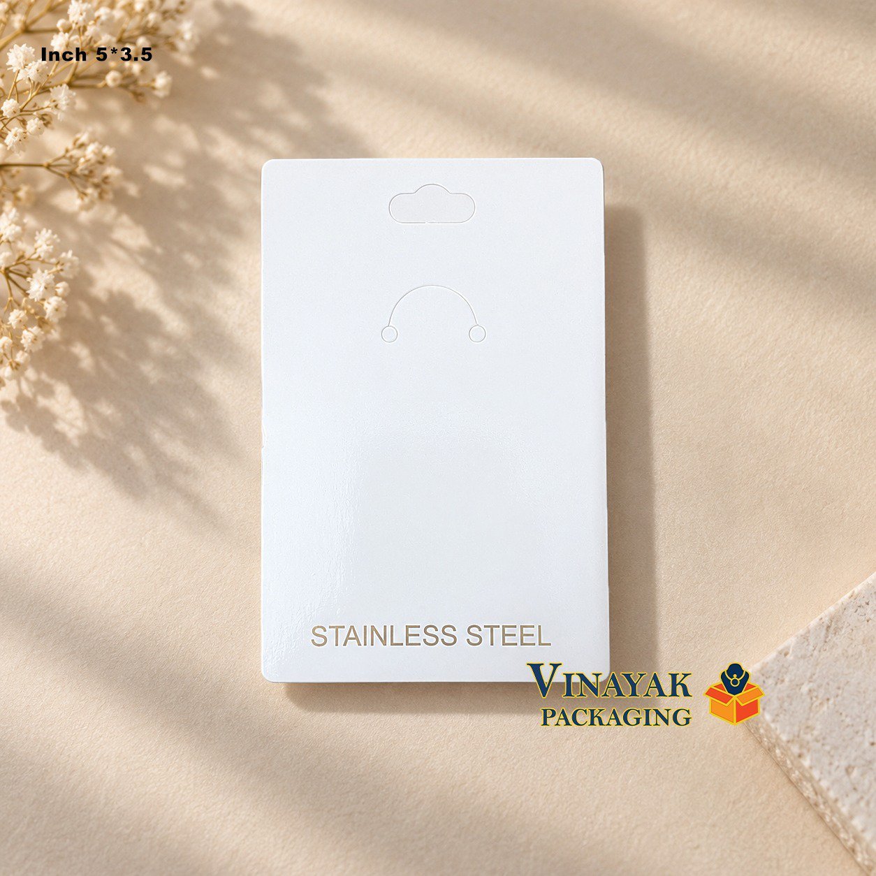 Stainless Steel Jewelry Display Card & Box – White Earring/pendant chain Packaging Card, 5x3.5 Inch