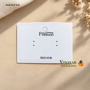 Elegant white "Fashion" branded earring cards with double-hole punch design (size 2.5 * 3.5 inch)