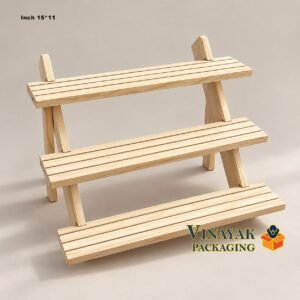 3-Tier Wooden Jewellery Display Stand 15 × 11 Inch | Countertop Display Rack for Bangles, Bracelets, Earrings & Accessories
