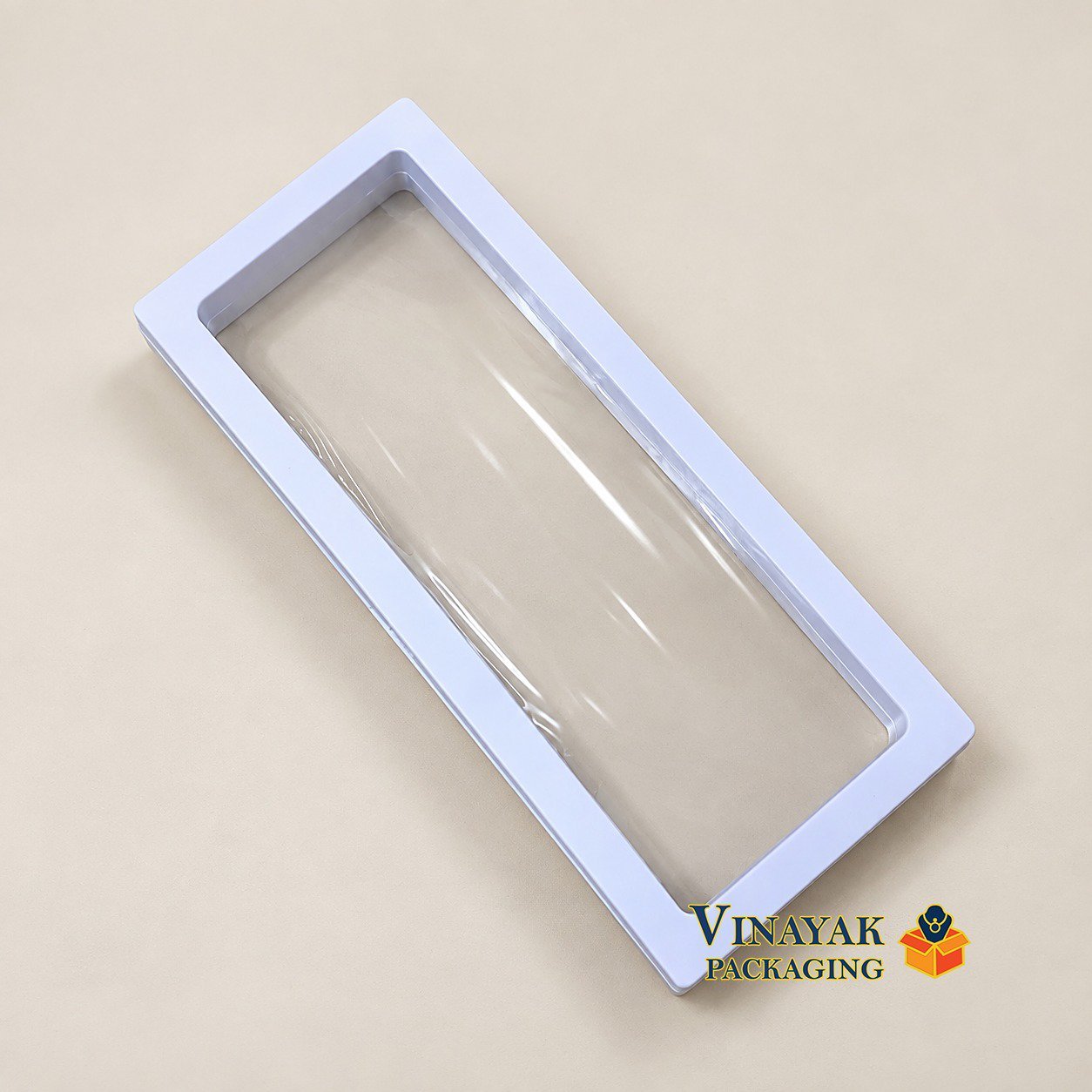 9 x 3.5 Inch Transparent Jewellery Display Box with White Frame – Floating Membrane Storage & Presentation Case (pack of 10)