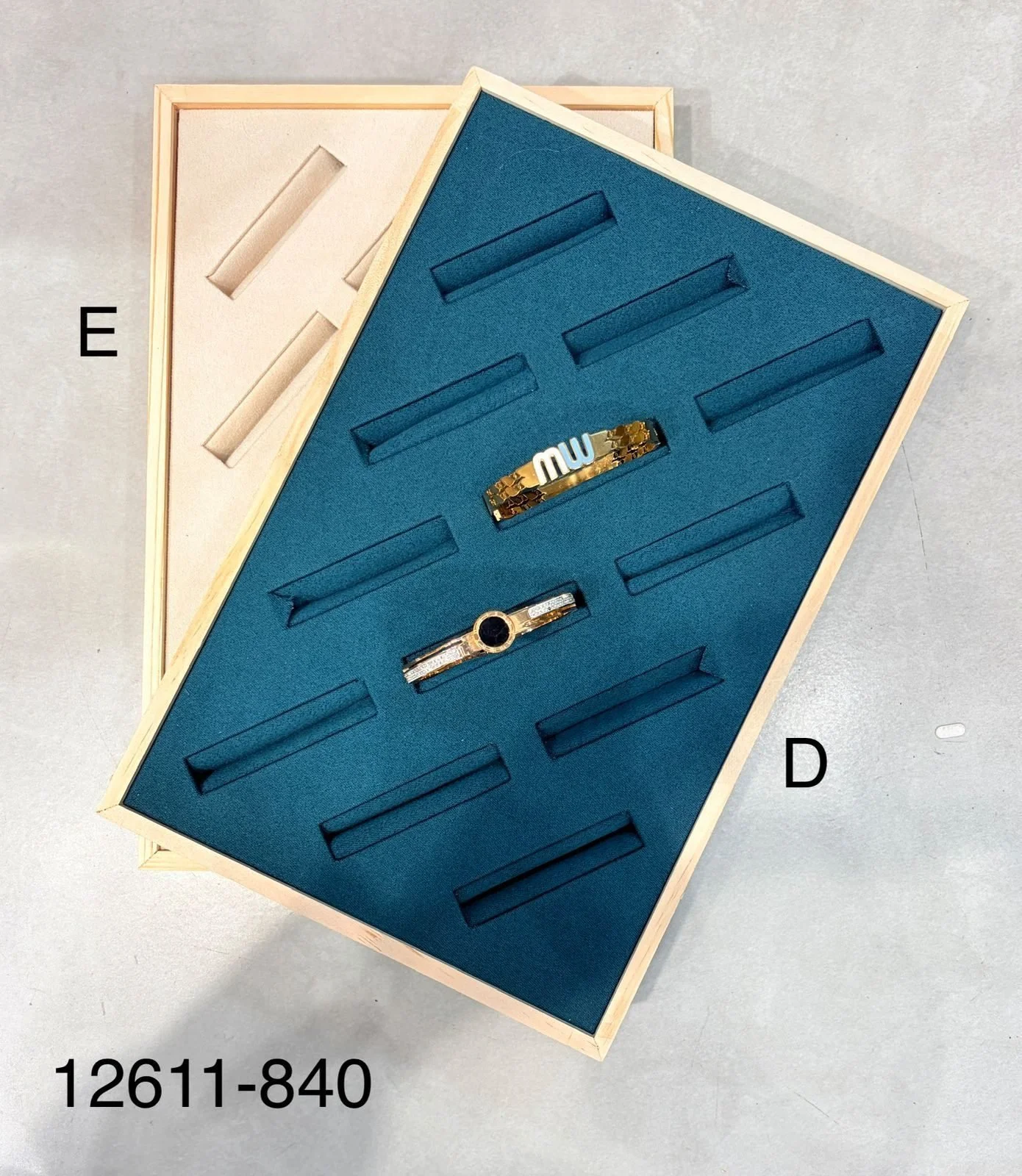 Wooden Kada Bracelet Display Tray with Velvet Slots