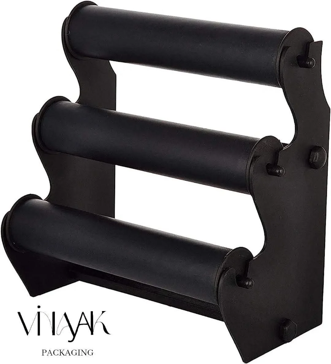 3-Tier Black plastic Bangle & Bracelet Display Stand | Jewellery Counter Organizer