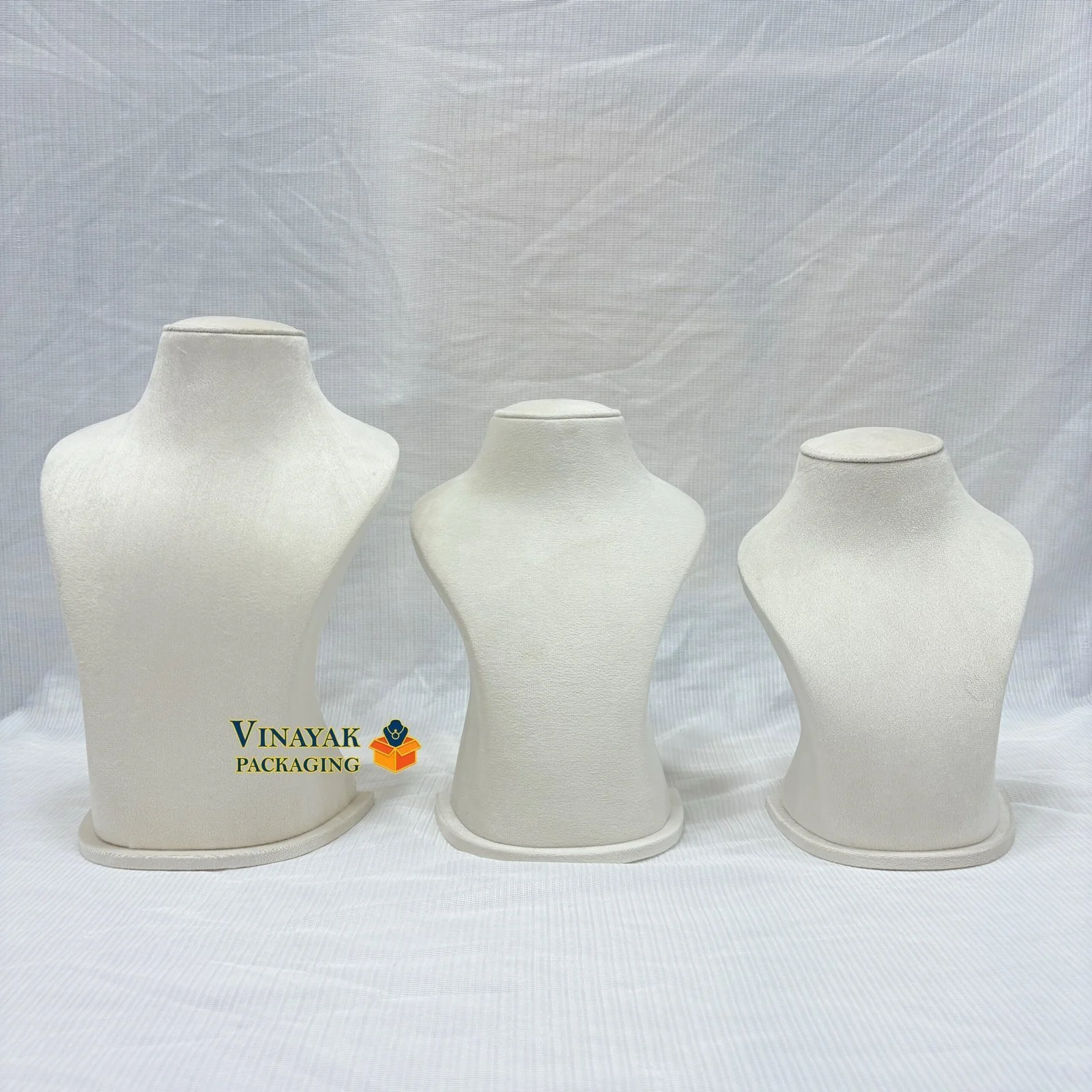 White Velvet Necklace Display Bust Stands(3 sizes)