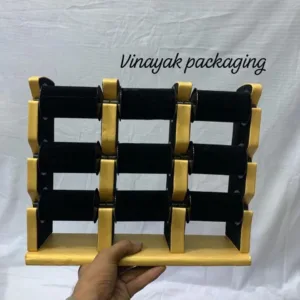 Multi-Tier Velvet Bangle Display Stand – Black & Gold Jewellery Organizer Rack