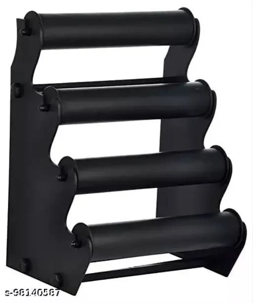 Black plastic Multi-Tier Bracelet & Bangle Display Stand – 4 Rod Jewellery Organizer
