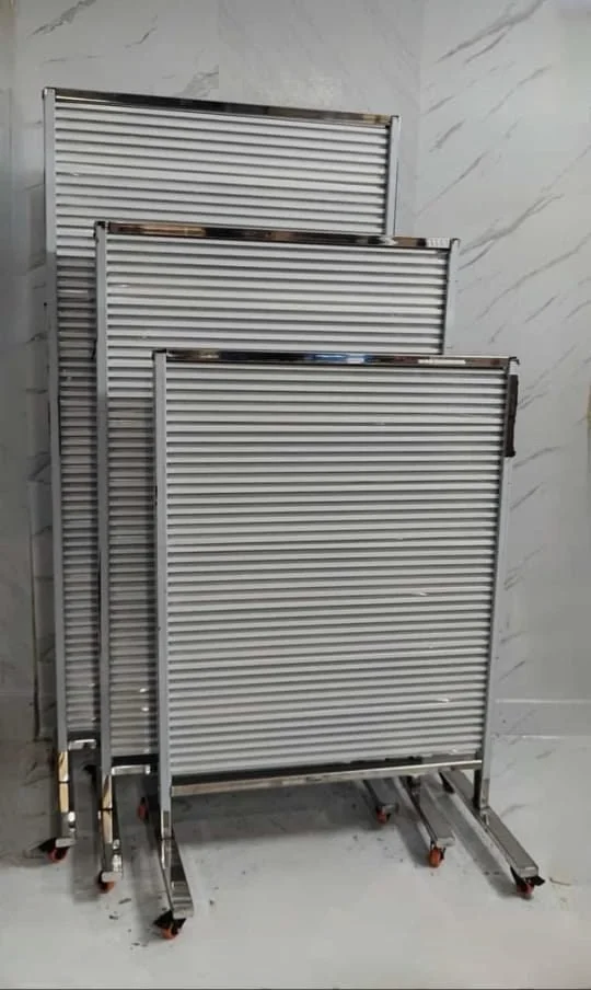 Foldable Rolling Display Panel Stand with Shutter Design – Heavy Duty Metal Display Divider on Wheels (1 pcs)
