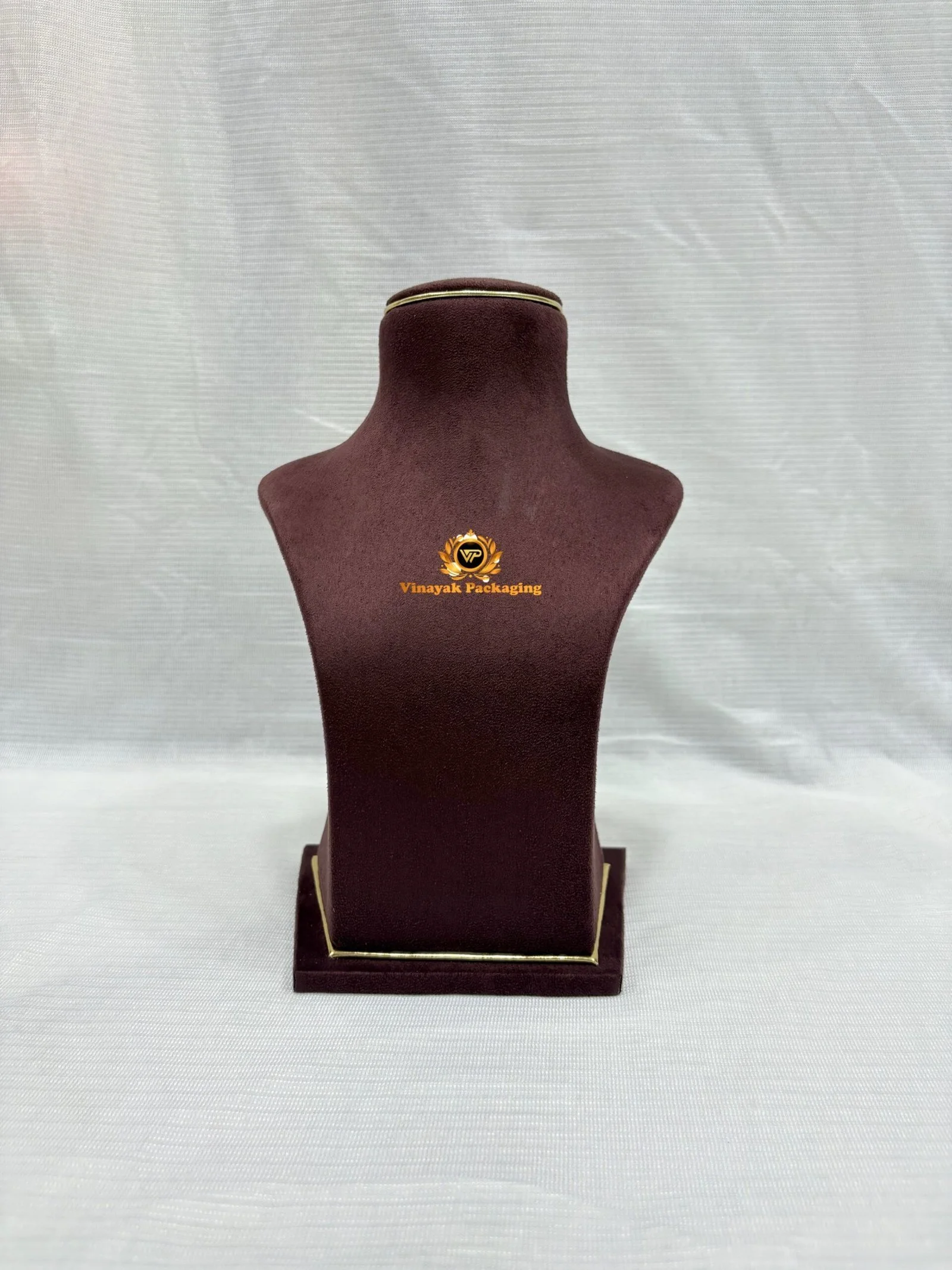 Elegant Brown Velvet Necklace Display Stands - 1 pc