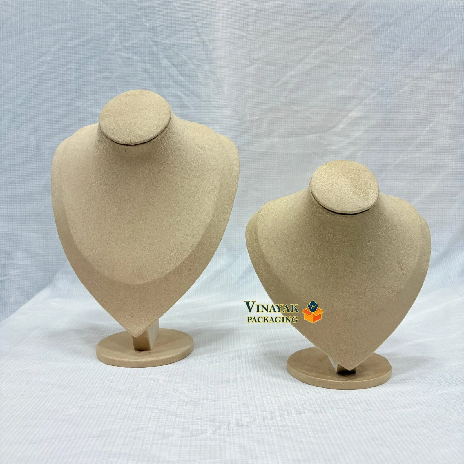 Beige Velvet Necklace Display Stands(large, small)