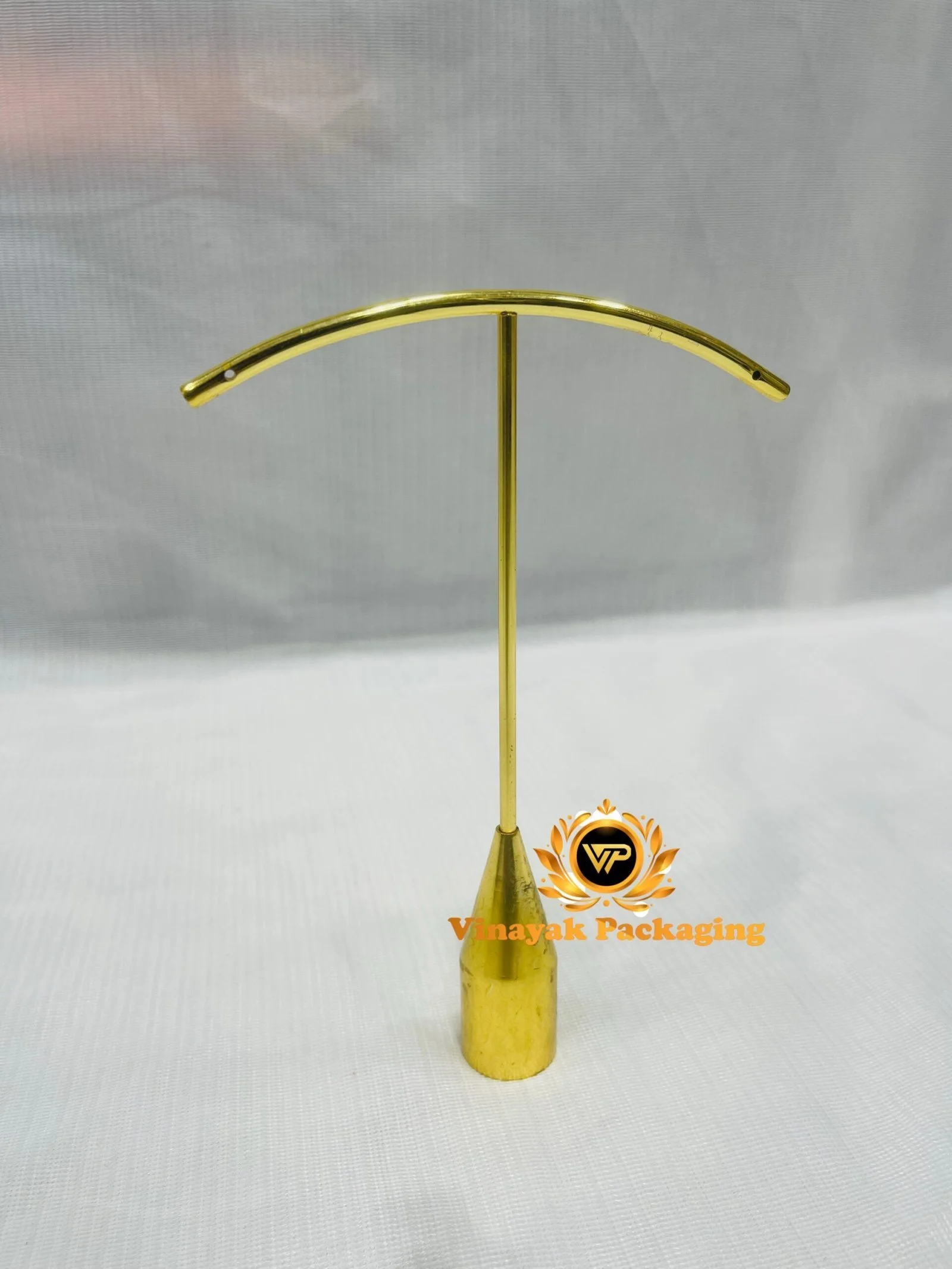 Metal Curved T-Bar Earring Display Stand – Gold Finish Jewellery Holder