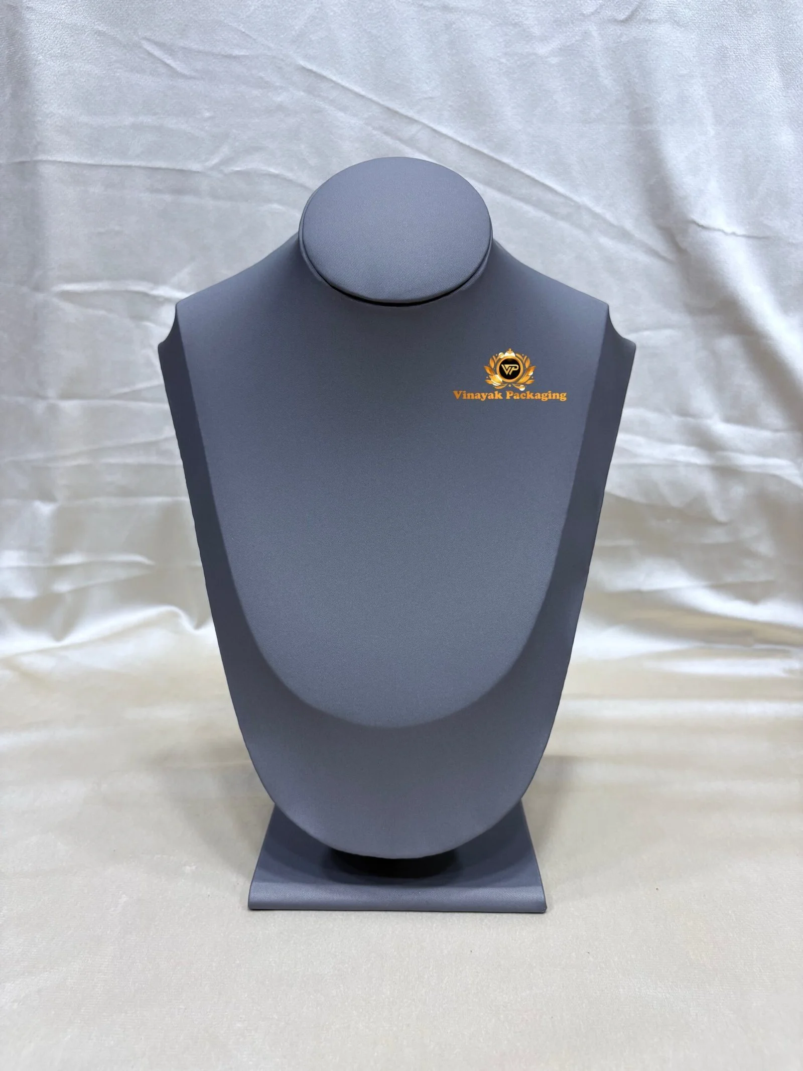Grey Matte Necklace Display Bust Stand | Jewellery Chain & Pendant Showcase ( PU quality)