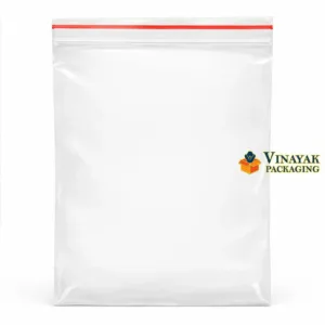 Transparent Sticker Seal Plastic Bag | Reusable Clear Packaging Pouch with Red Seal (100 pcs)