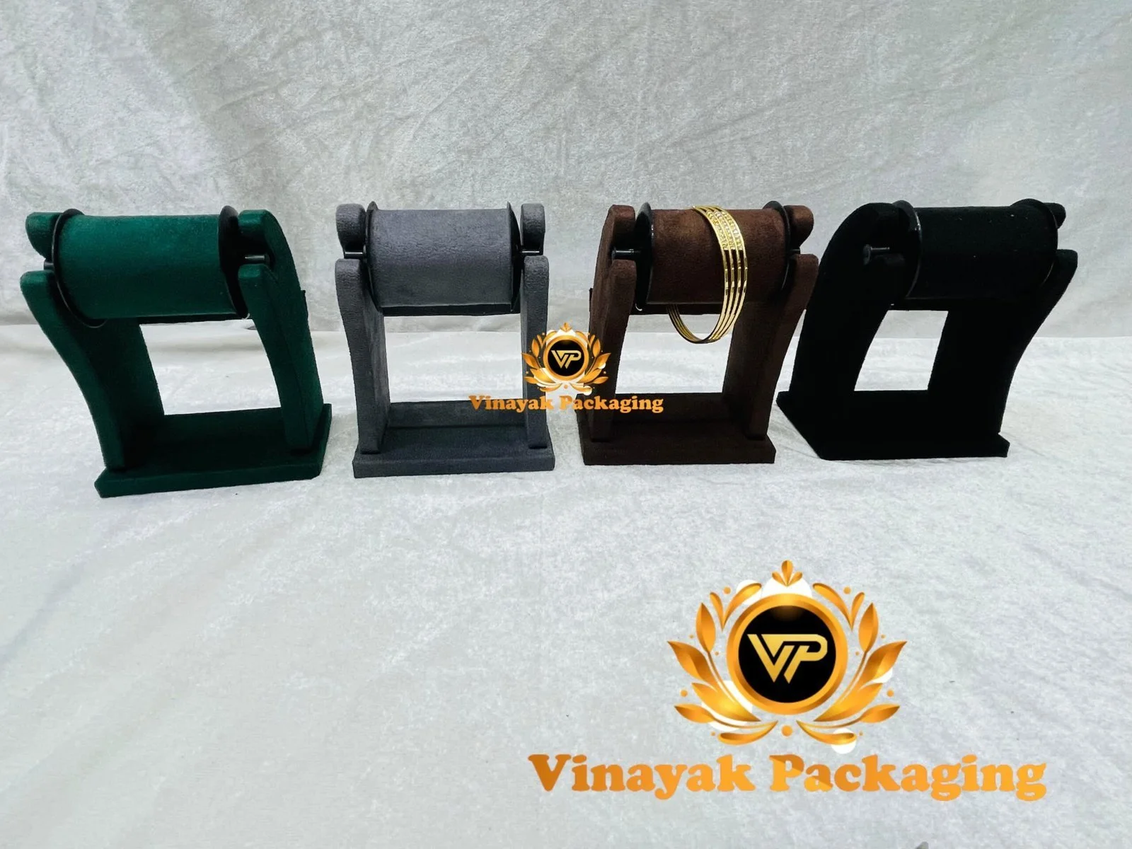 Wooden Bangle & Bracelet Display Stand | Velvet Finish Jewellery Holder for Shop & Exhibition (1 pcs)