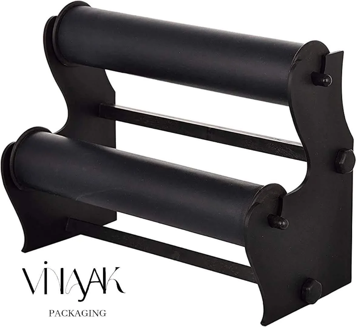 Double Tier Plastic Bracelet & Bangle Display Stand – Black Jewellery Counter Organizer