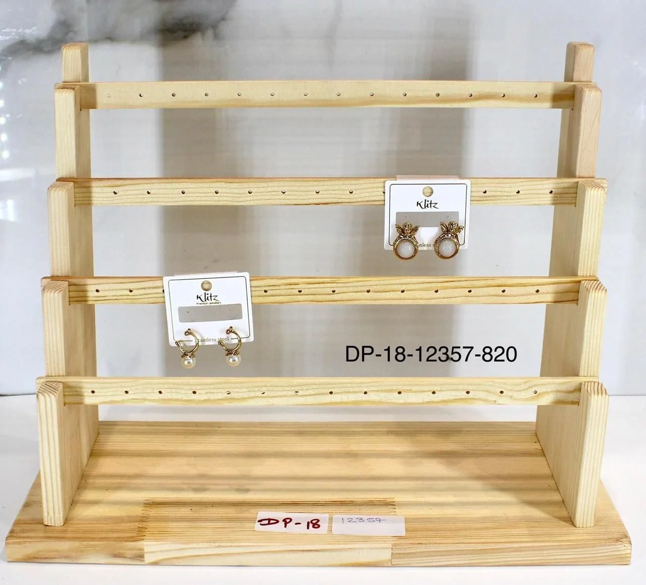 Wooden Multi-Tier Earring Display Stand | Natural Wooden Jewelry