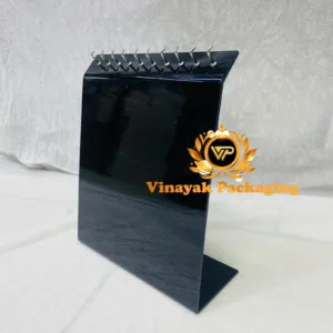 Black Acrylic Necklace Display Stand with Metal Hooks | Countertop Jewellery Organizer