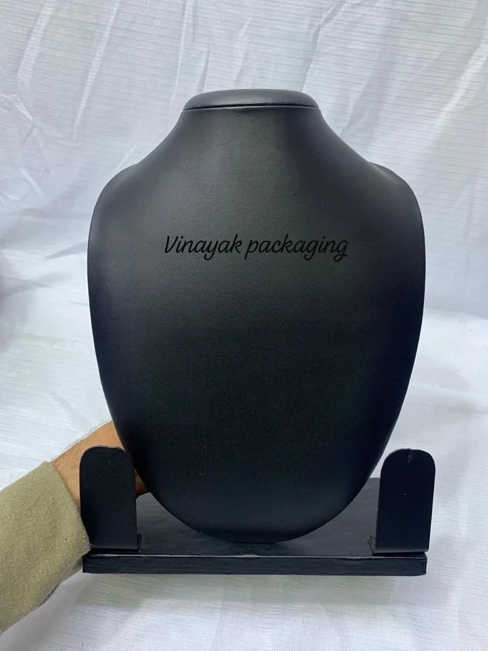 Black Necklace Display Bust Stand with Base | Jewellery Showpiece Holder
