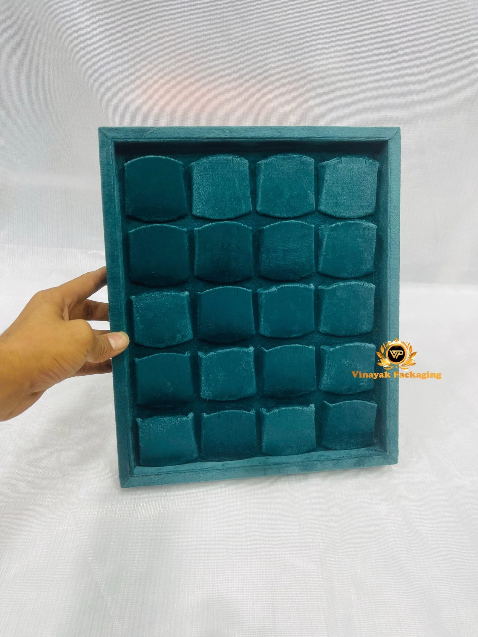 Velvet Earring Display Tray with Individual Slots | Jewellery Organizer for Studs & Small Earrings