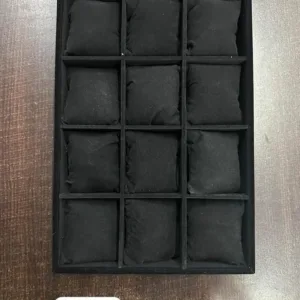 Black Velvet Jewellery Display Tray with Cushions – 12 Slot Organizer