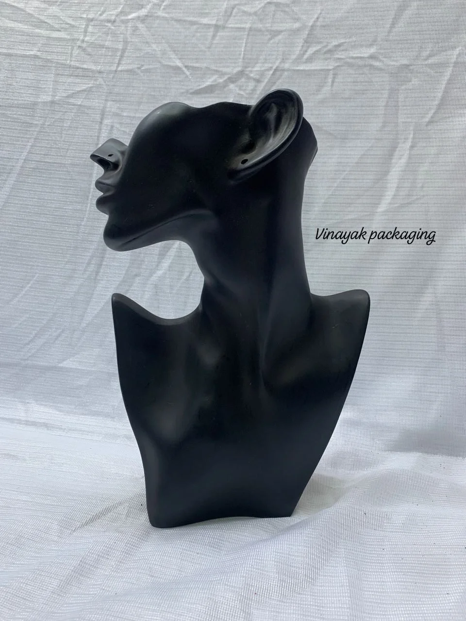 Black Fibre Jewellery Display Bust – Abstract Face Mannequin Stand for Necklace & Earrings