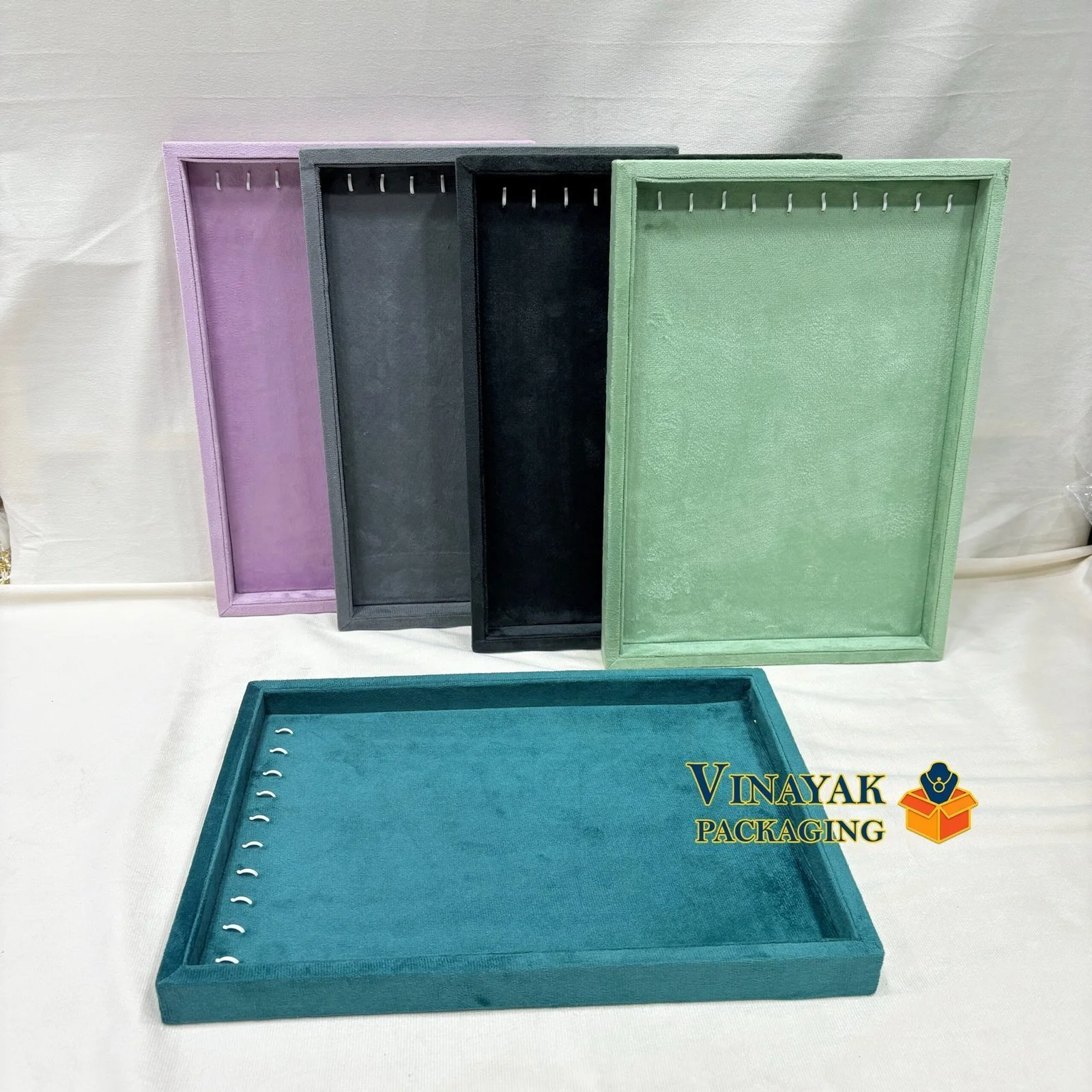 Velvet Necklace Display Trays – Multi-Color Jewelry Organizing Boards