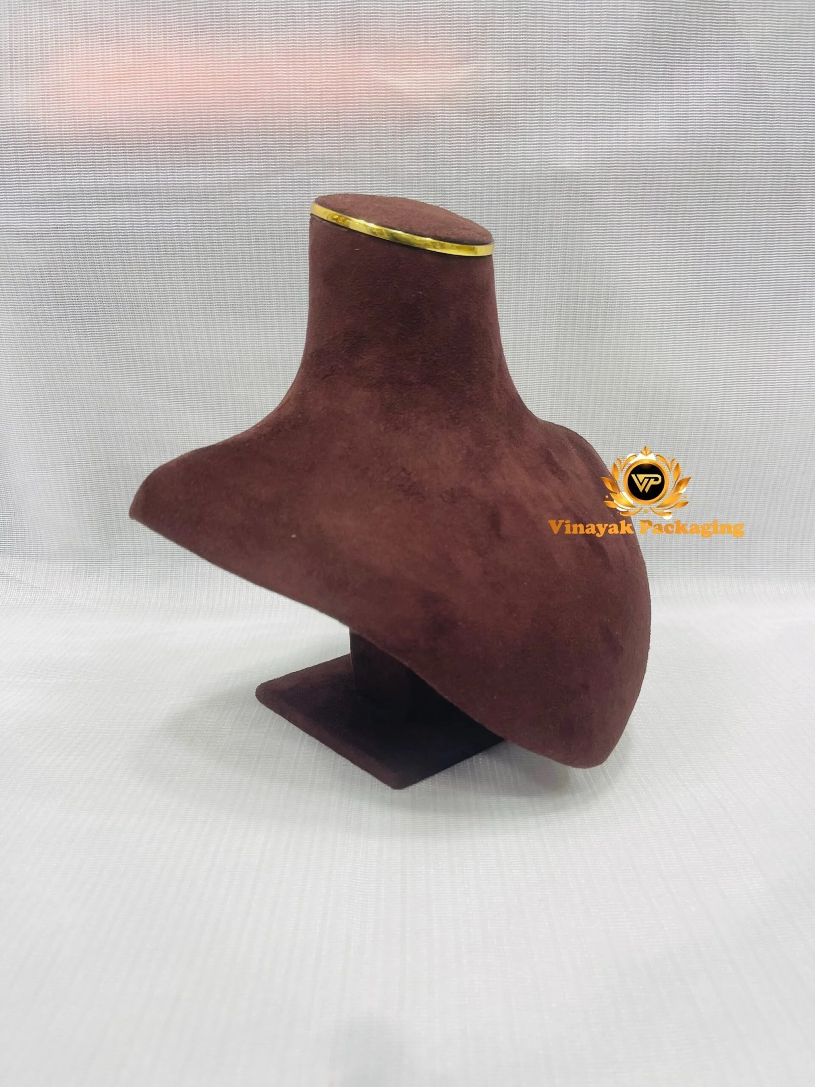 Brown Velvet Necklace Display Bust Stand | Jewellery Showpiece Holder for Necklaces & Chains
