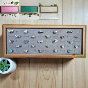 Premium Wooden Ring Display Tray with Velvet Slots | Jewelry Organizer for Ring