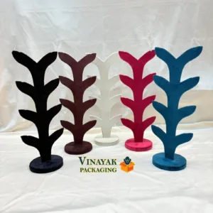 Multi-Color Velvet Leaf-Style Earrings Display Stand