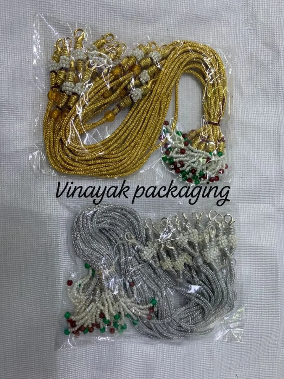 Traditional Necklace Rope Strings – Golden & Silver (Pack of 12 pcs)