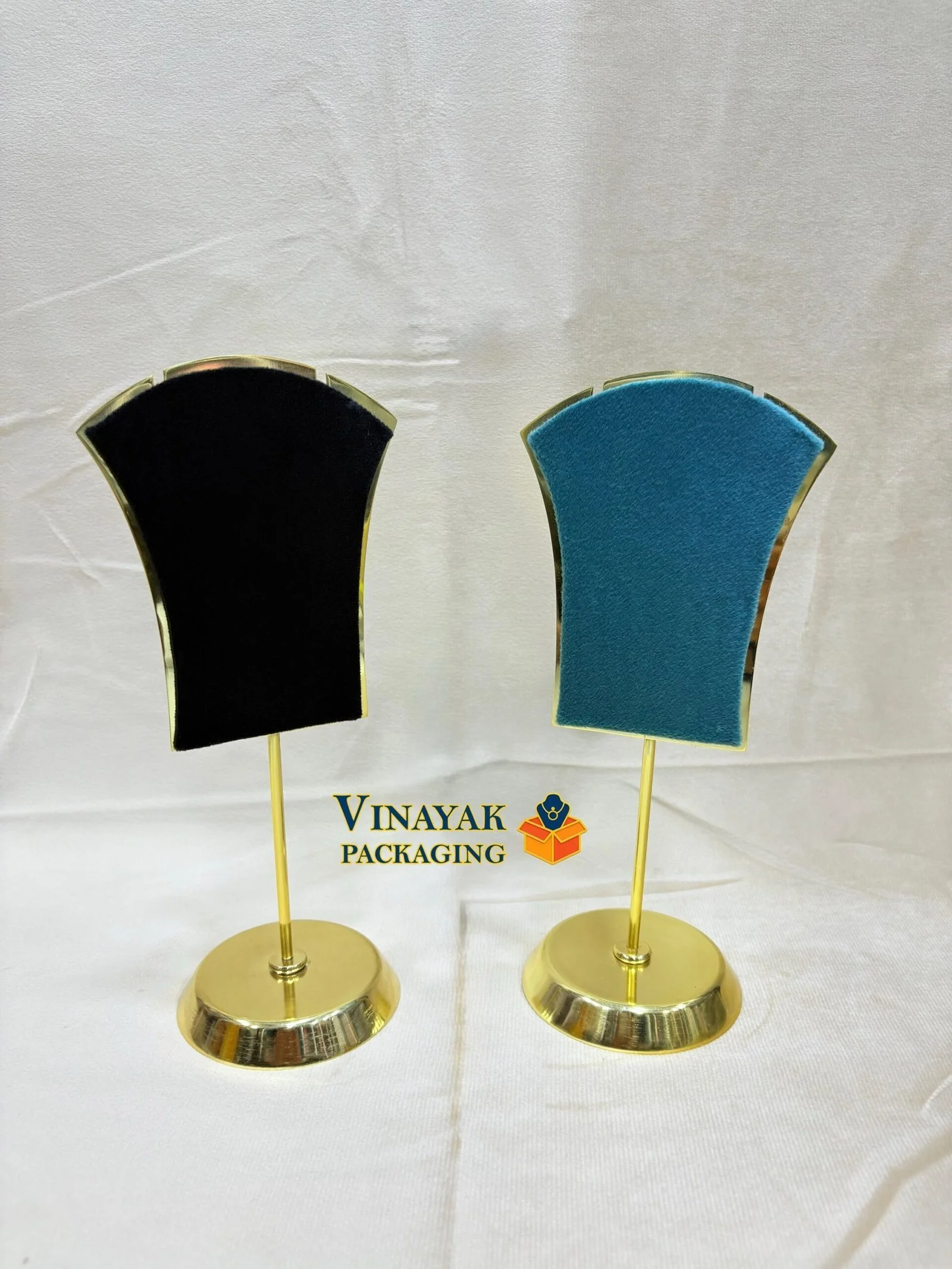 Elegant Necklace Display Stands – Velvet & Gold Finish
