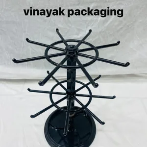 Rotating Jewellery Display Stand – 2-Tier Black plastic Earring & Pendant Organizer for Shop Counter