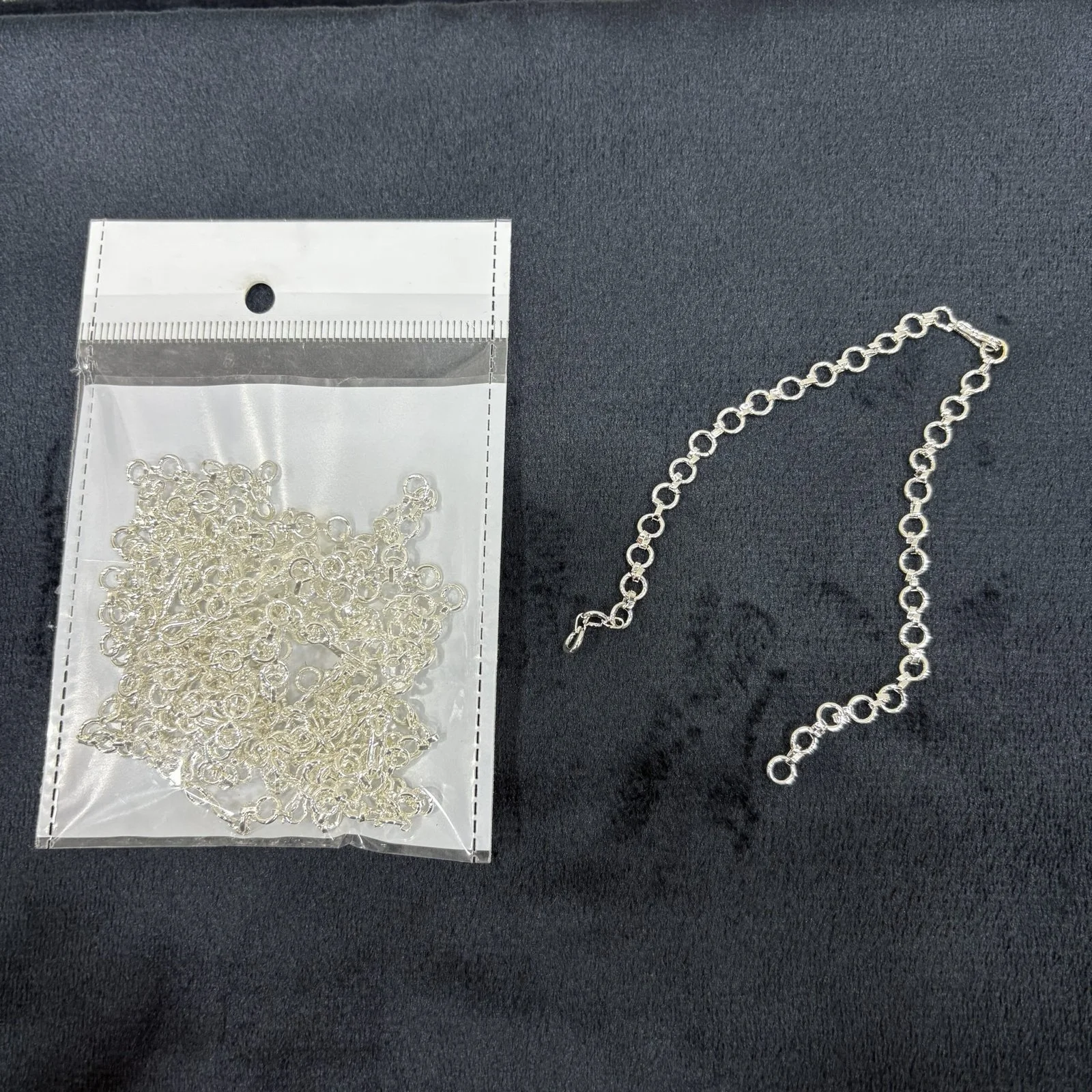Silver Extension Chain for Jewellery Making 1 Set 10 Packet (1 Packet 10 PCS)