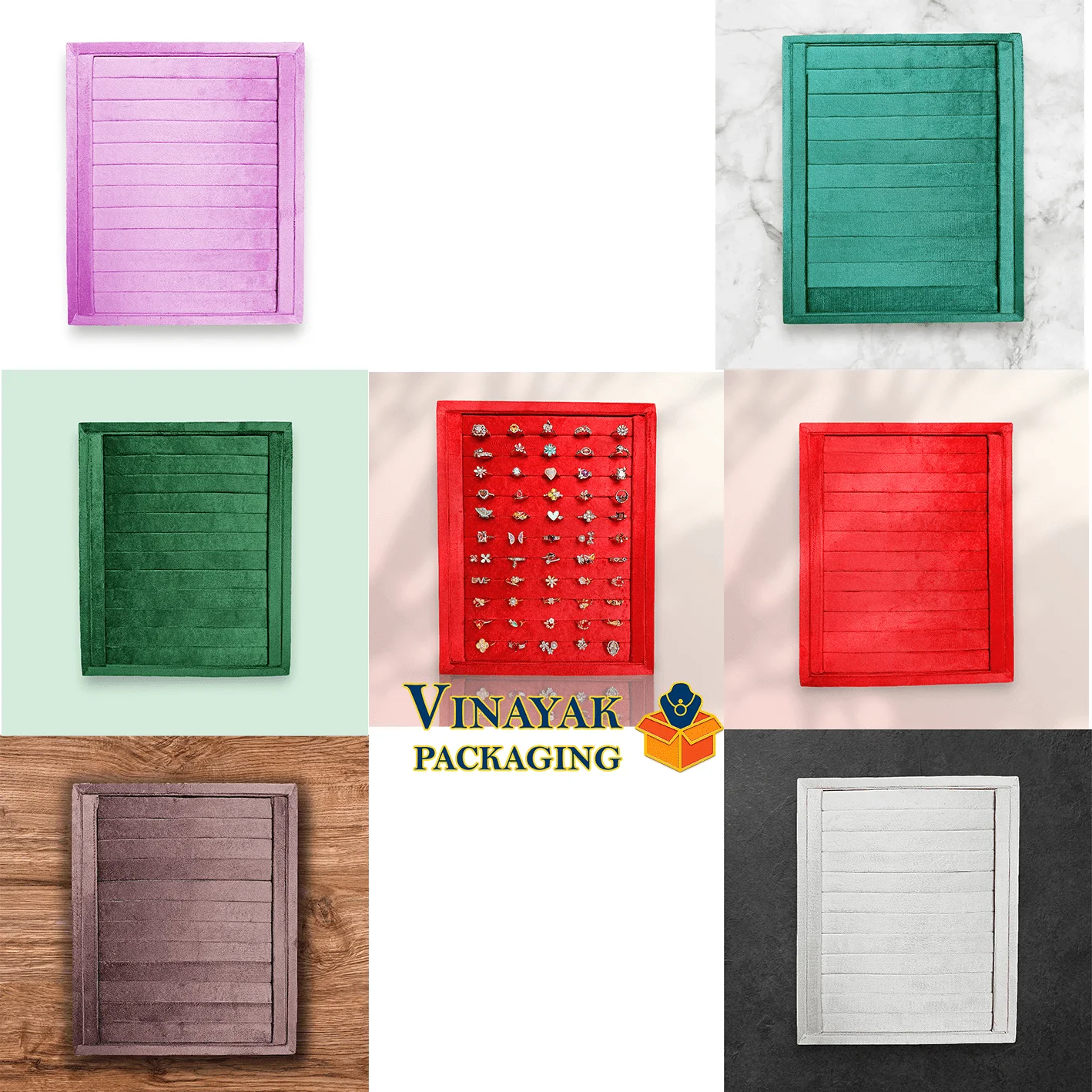 Velvet Ring Display Tray / Jewellery Display Board with Horizontal Slots (size 10*12)