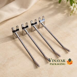 Stainless Steel Slat Wall Display Hook – Chrome Finish Metal Hanging Hook for Jewellery, Accessories & Retail Shop Display